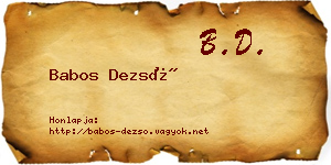 Babos Dezső névjegykártya